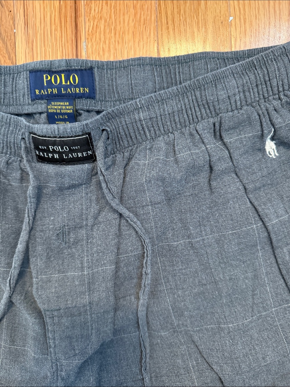 Polo by Ralph Lauren Men's Dark Gray Plaid Elastic-Waist Pajama Pants - Picture 2 of 3